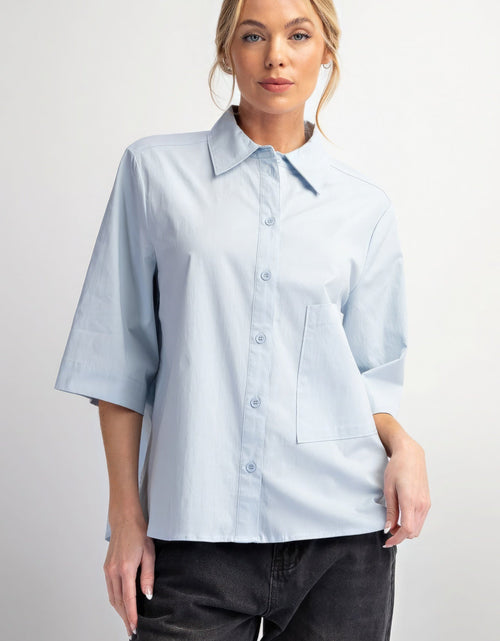 Load image into Gallery viewer, Half Slvs Stretch Poplin Button Down Shirt
