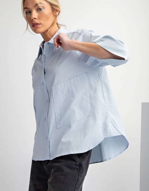 Load image into Gallery viewer, Half Slvs Stretch Poplin Button Down Shirt
