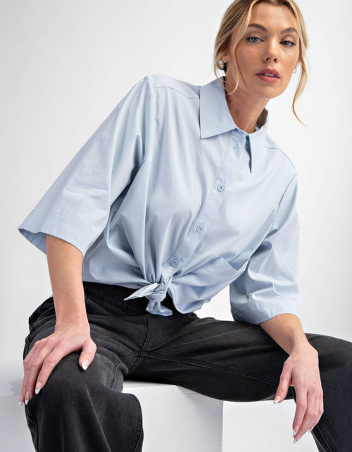 Load image into Gallery viewer, Half Slvs Stretch Poplin Button Down Shirt
