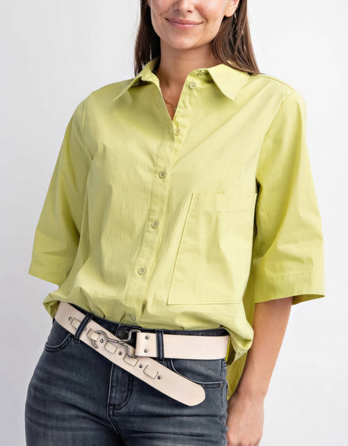 Load image into Gallery viewer, Half Slvs Stretch Poplin Button Down Shirt

