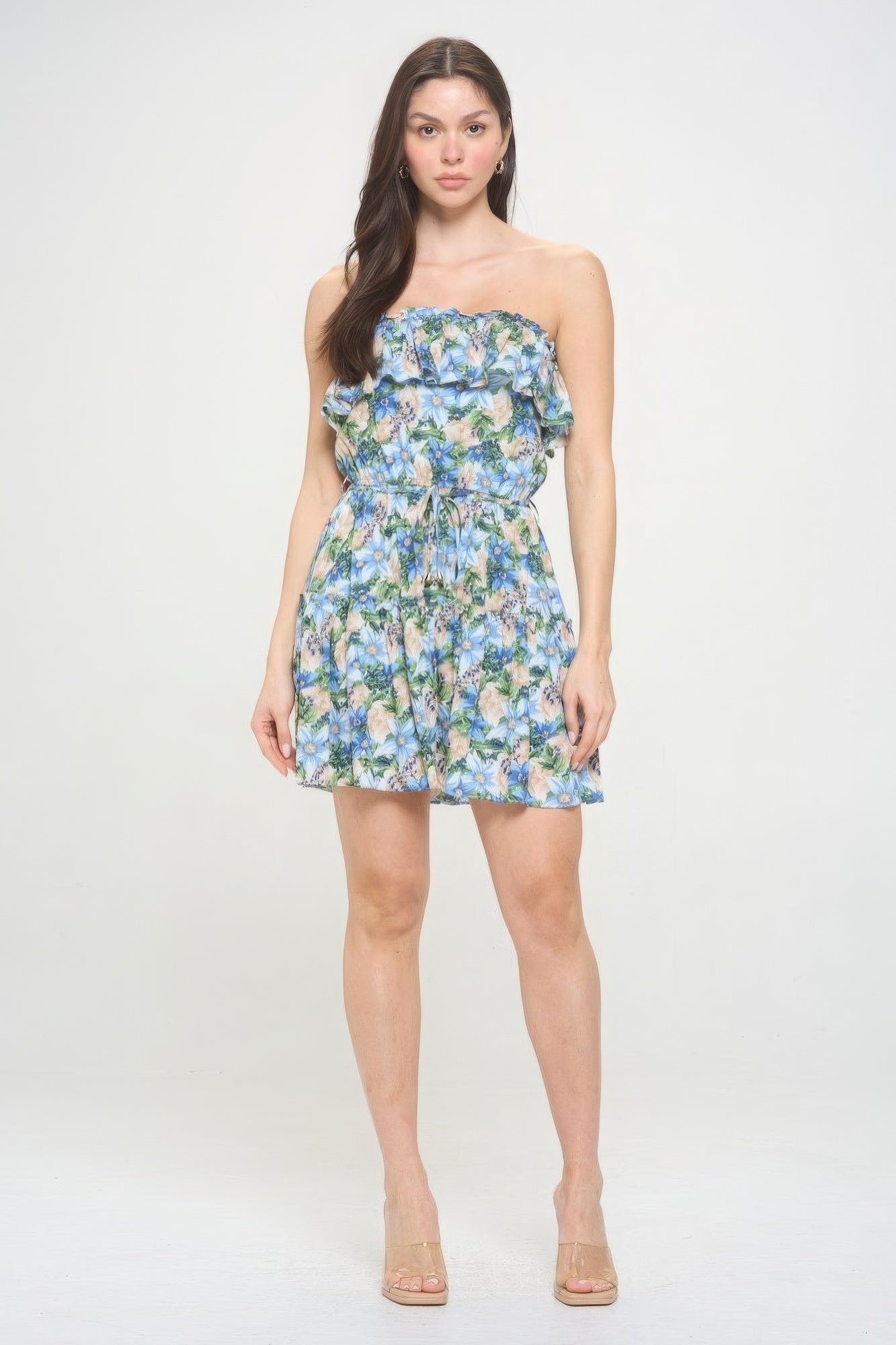 Berry Flower Ruffle Tube Top Mini Dress by Balec Group