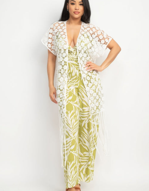 Load image into Gallery viewer, Crocheted Open-front Fringe Kimono by Balec Group
