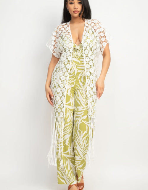 Load image into Gallery viewer, Crocheted Open-front Fringe Kimono by Balec Group
