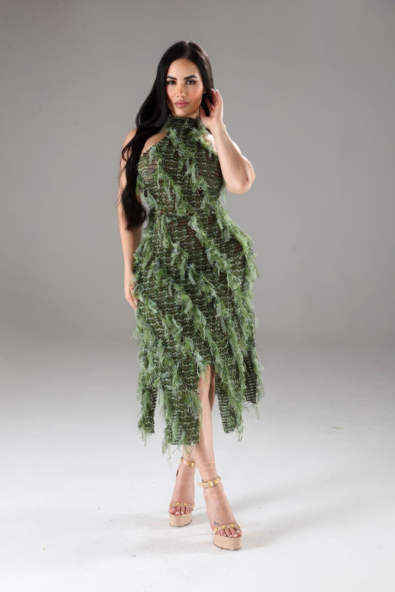 Halter Ruffled Dress by Balec Group