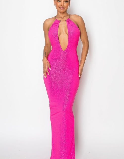 Load image into Gallery viewer, Halter Necklace Trim Long Dress by Balec Group
