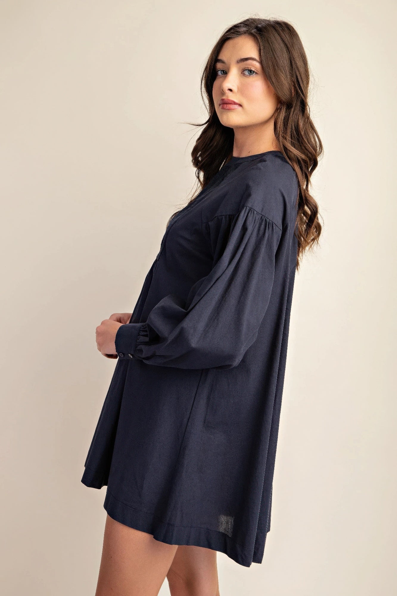 Long sleeve mini dress with lace detail by Balec Group