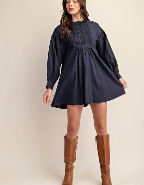 Load image into Gallery viewer, Long sleeve mini dress with lace detail by Balec Group
