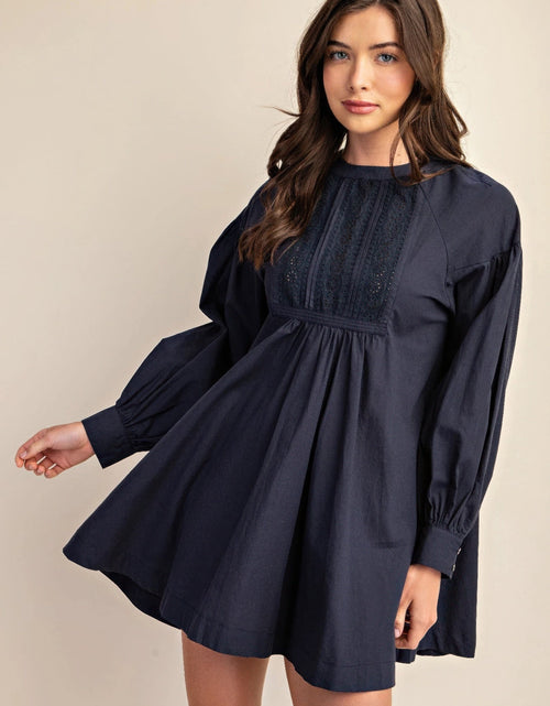 Load image into Gallery viewer, Long sleeve mini dress with lace detail by Balec Group
