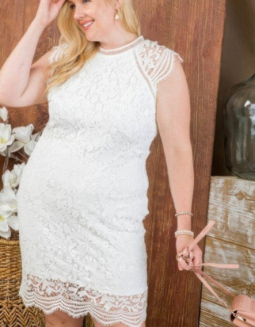 Load image into Gallery viewer, Lace Crochet Mini Raglan Dress With Zipper Back by Balec Group
