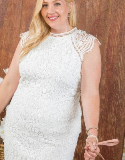 Load image into Gallery viewer, Lace Crochet Mini Raglan Dress With Zipper Back by Balec Group
