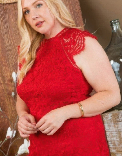 Load image into Gallery viewer, Lace Crochet Mini Raglan Dress With Zipper Back by Balec Group
