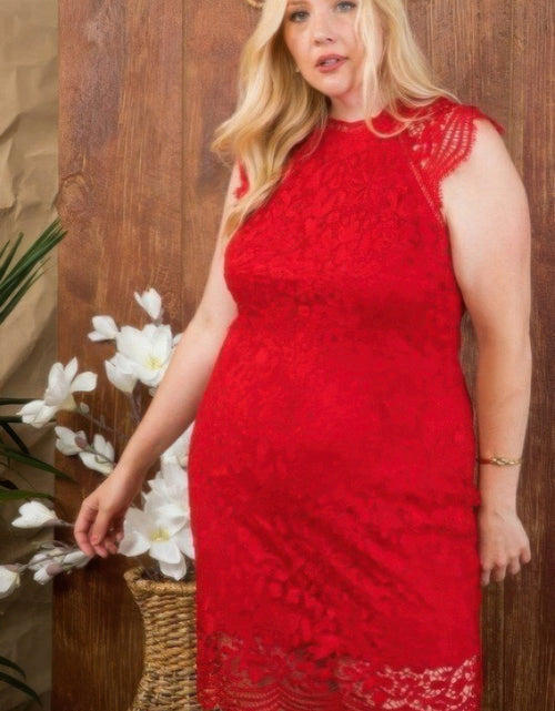 Load image into Gallery viewer, Lace Crochet Mini Raglan Dress With Zipper Back by Balec Group
