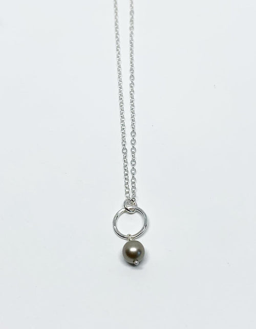 Load image into Gallery viewer, Pearl Drop Charm Necklace by Jennifer Cervelli Jewelry
