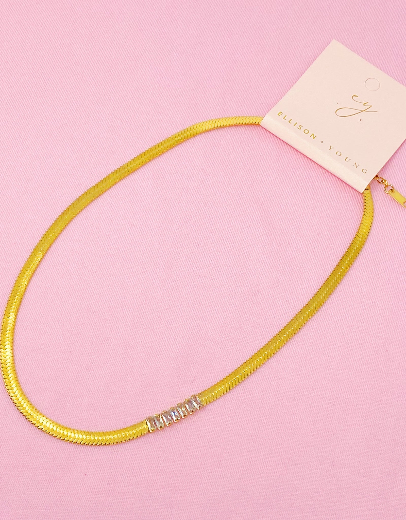 Herringbone Jeweled Necklace by Ellisonyoung.com