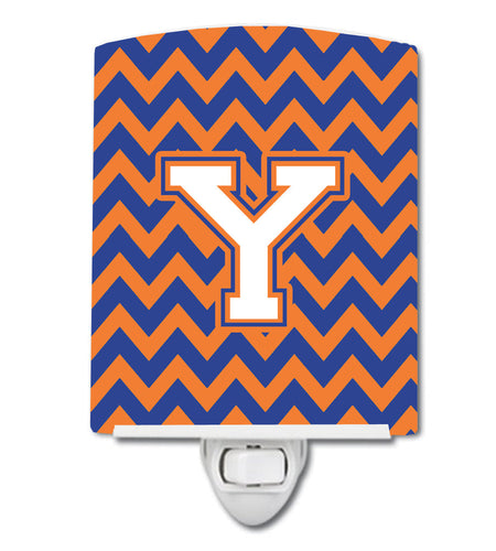 Letter Y Chevron Blue and Orange #3 Ceramic Night Light CJ1060-YCNL by Caroline's Treasures