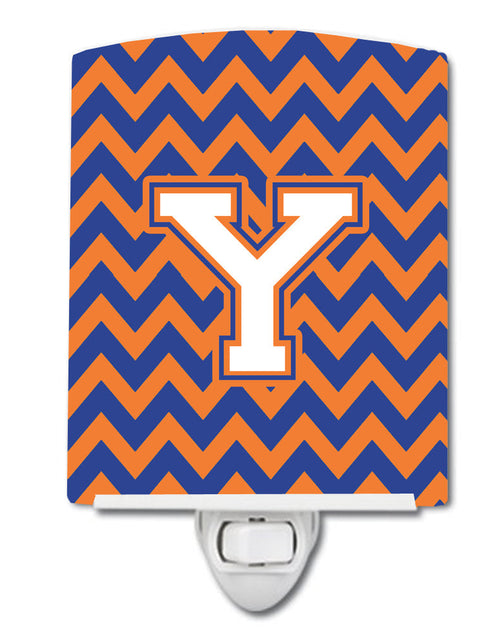 Load image into Gallery viewer, Letter Y Chevron Blue and Orange #3 Ceramic Night Light CJ1060-YCNL by Caroline's Treasures
