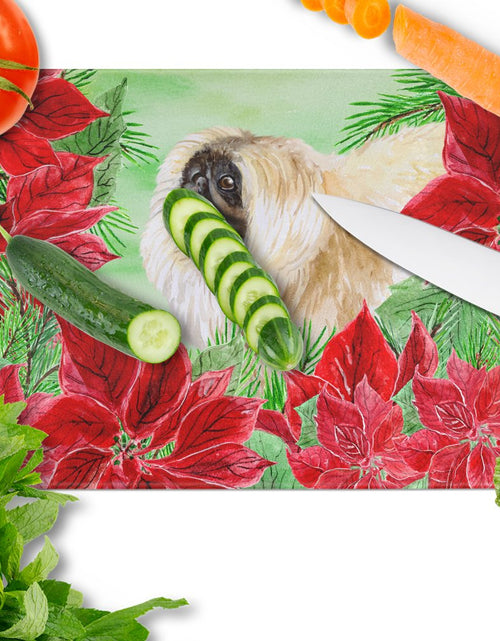 Load image into Gallery viewer, Pekingese Poinsettas Glass Cutting Board Large CK1329LCB by Caroline's Treasures
