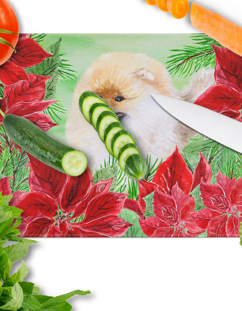Load image into Gallery viewer, Pomeranian Poinsettas Glass Cutting Board Large CK1330LCB by Caroline's Treasures
