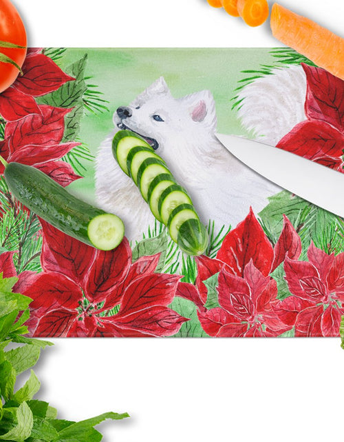 Load image into Gallery viewer, Samoyed Poinsettas Glass Cutting Board Large CK1339LCB by Caroline's Treasures
