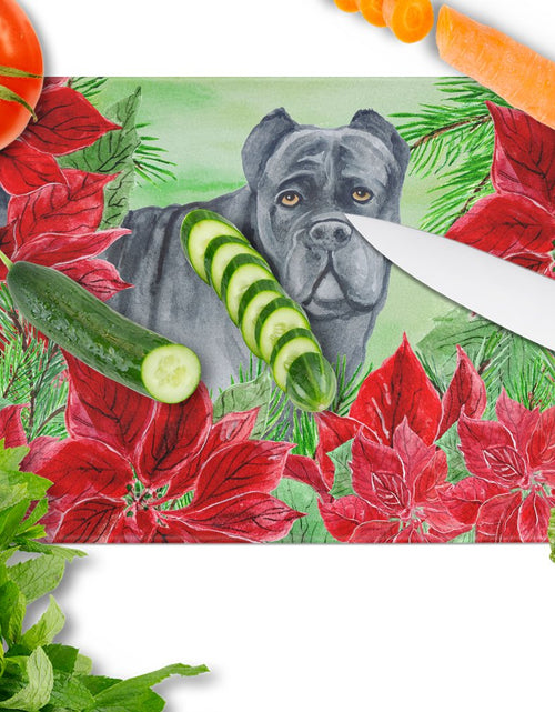 Load image into Gallery viewer, Cane Corso Poinsettas Glass Cutting Board Large CK1342LCB by Caroline's Treasures
