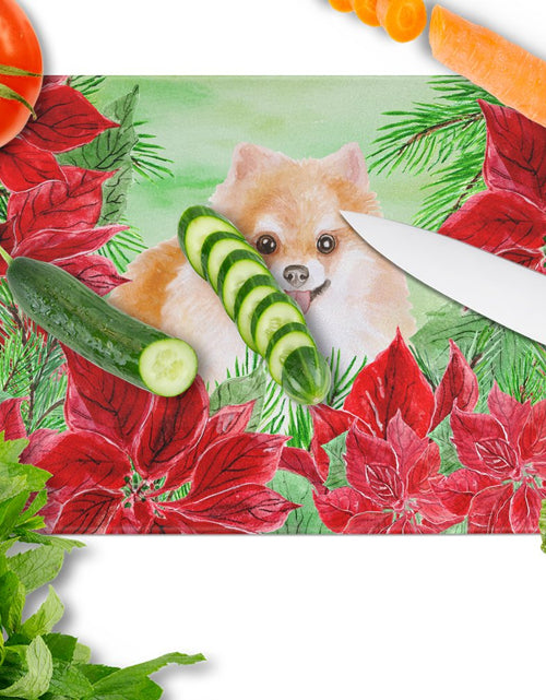 Load image into Gallery viewer, Pomeranian #2 Poinsettas Glass Cutting Board Large CK1363LCB by Caroline's Treasures
