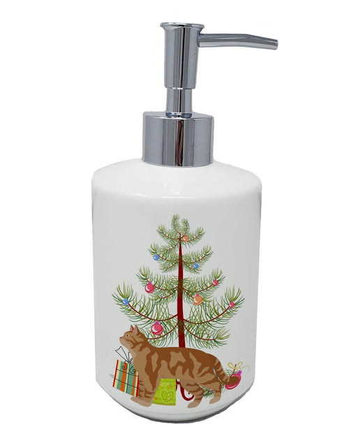 Load image into Gallery viewer, American Wirehair #2 Cat Merry Christmas Ceramic Soap Dispenser by Caroline's Treasures
