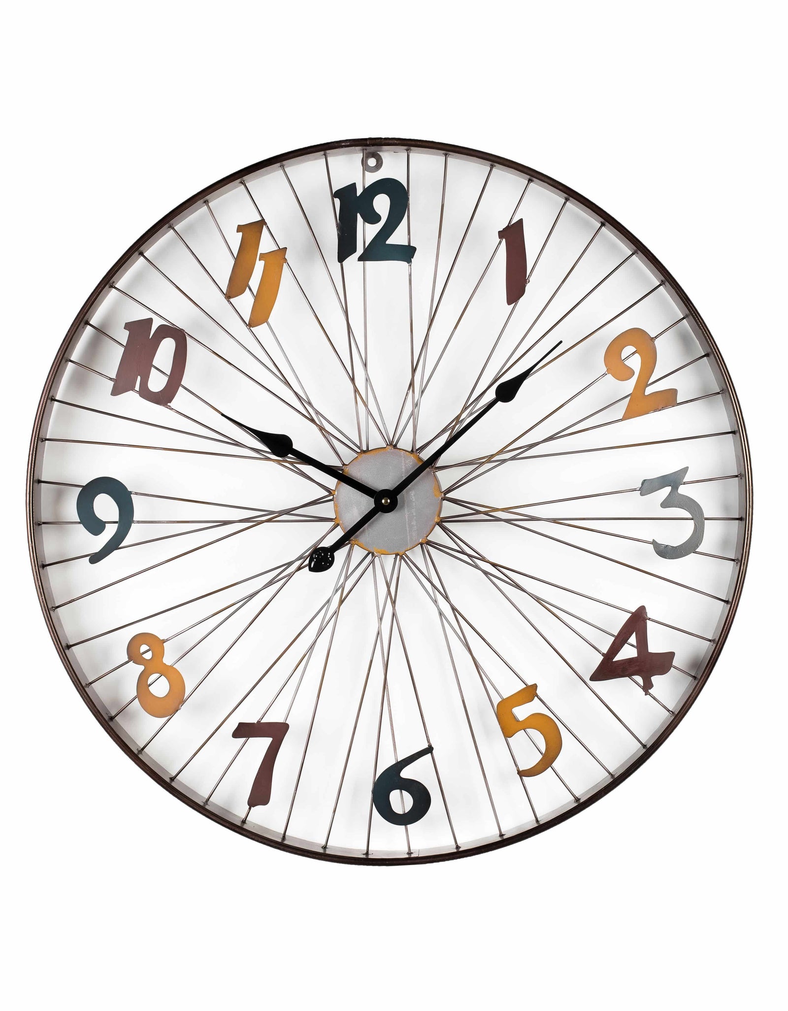 Wall clock - Modern Metal Wall Clock, Coloured Roman Number by Peterson Housewares & Artwares