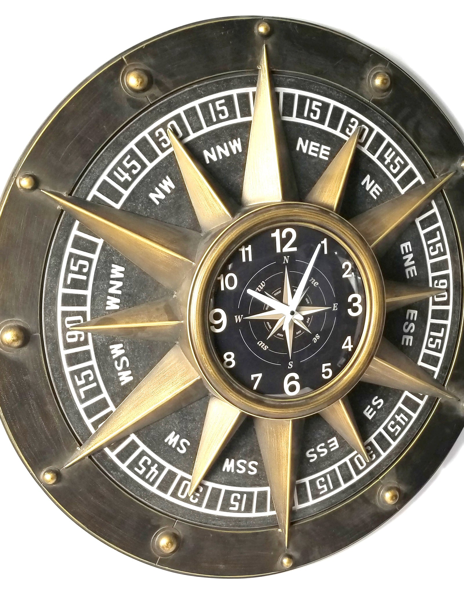 Wall clock - Compass Metal Wall Clock by Peterson Housewares & Artwares