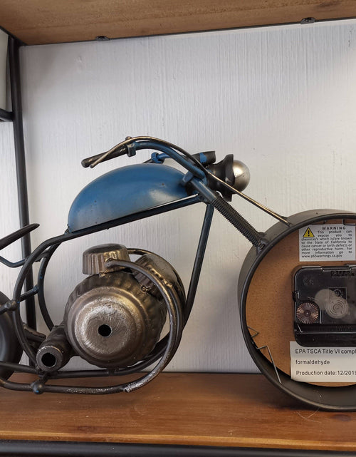 Load image into Gallery viewer, Table clock - Motorcycle Blue Table Clock by Peterson Housewares &amp; Artwares
