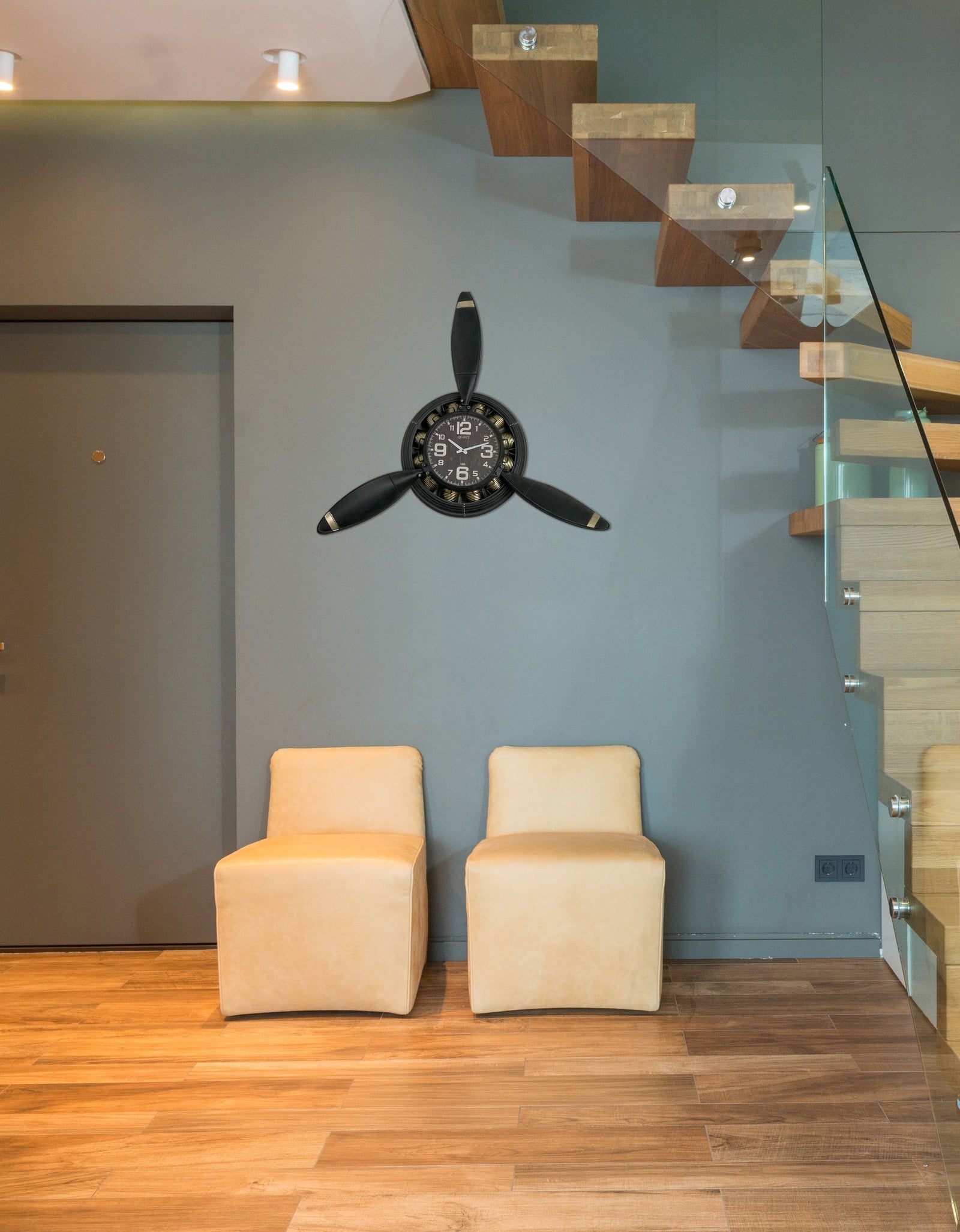 Metal Airplane Propeller Wall Décor clock by Peterson Housewares & Artwares