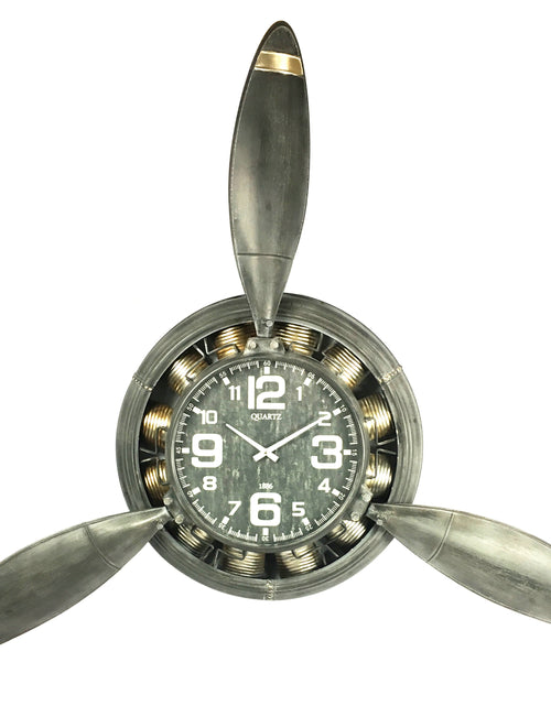 Load image into Gallery viewer, Metal Airplane Propeller Wall Décor clock by Peterson Housewares &amp; Artwares

