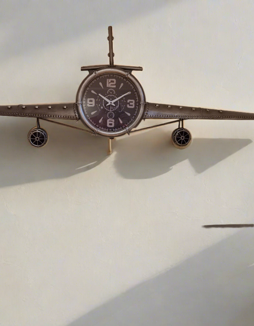 Load image into Gallery viewer, Large Rustic Vintage Fighter Wall Clock - Metal (large) by Peterson Housewares &amp; Artwares
