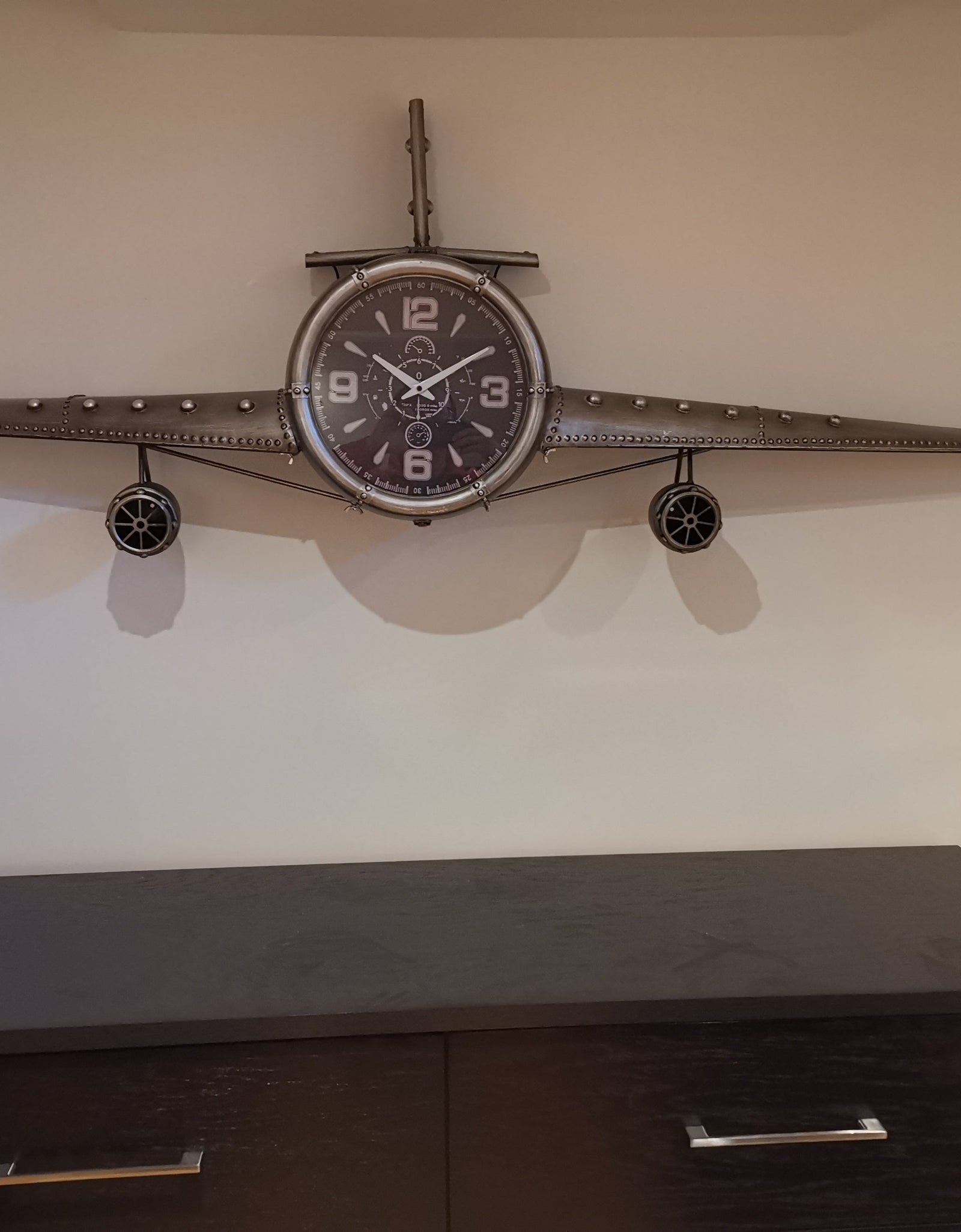 Large Rustic Vintage Fighter Wall Clock - Metal (large) by Peterson Housewares & Artwares
