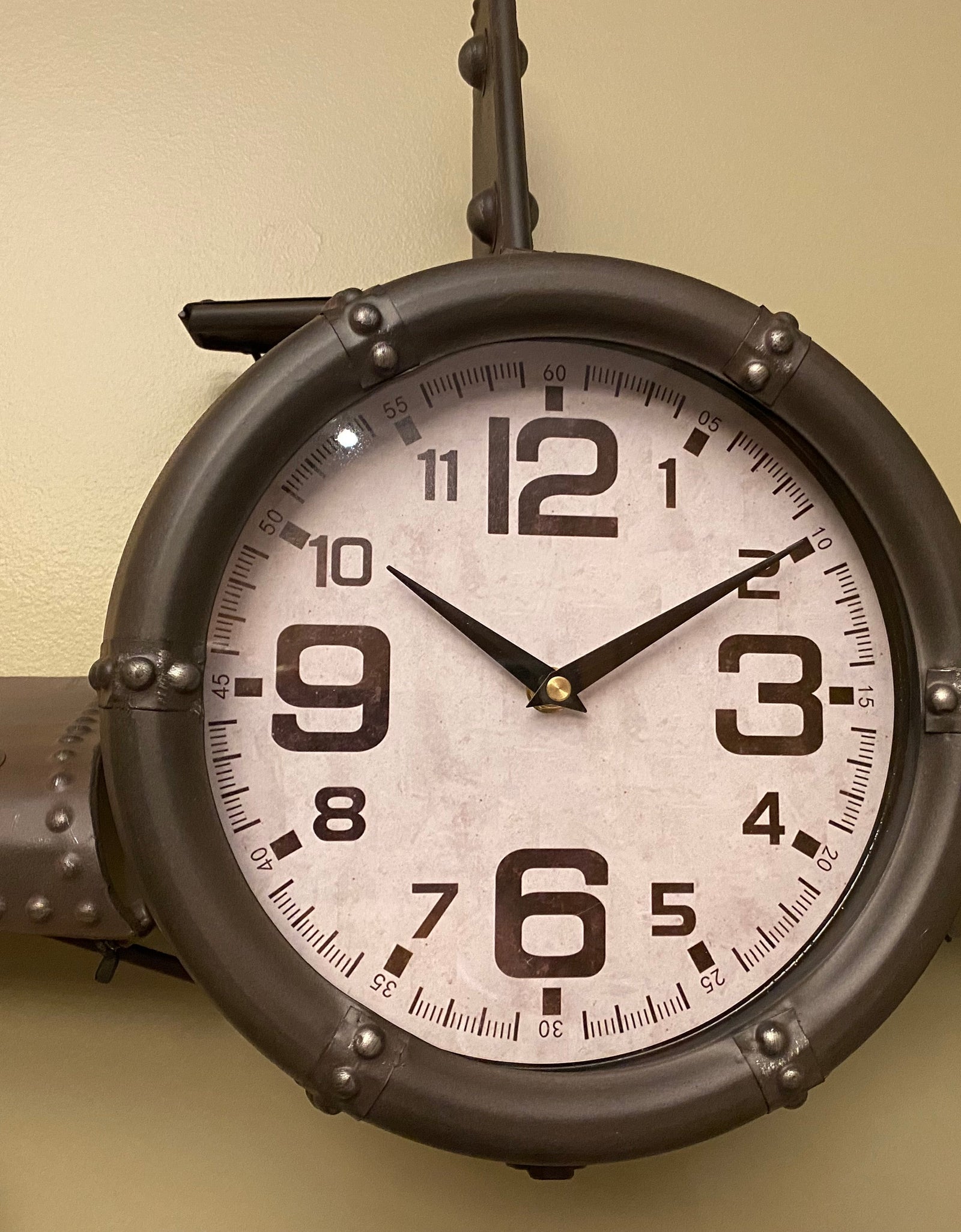 Wall clock - Metal Medium  Vintage Fighter Jet Wall Clock by Peterson Housewares & Artwares