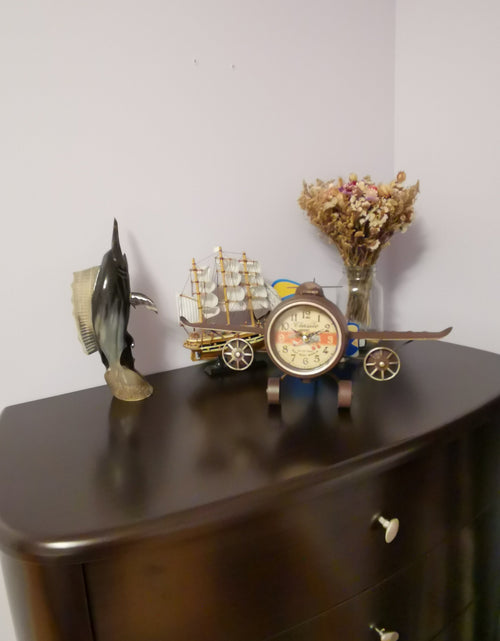 Load image into Gallery viewer, Table clock - Rustic Vintage Airplane Table Clock by Peterson Housewares &amp; Artwares
