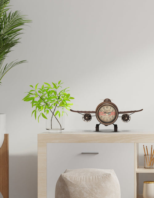 Load image into Gallery viewer, Table clock - Rustic Vintage Airplane Table Clock by Peterson Housewares &amp; Artwares
