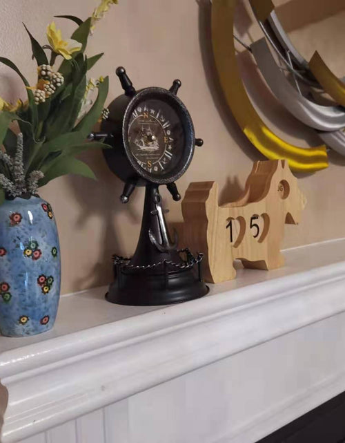 Load image into Gallery viewer, Table clock - Ship Wheel Table Clock by Peterson Housewares &amp; Artwares
