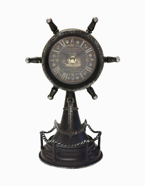 Load image into Gallery viewer, Table clock - Ship Wheel Table Clock by Peterson Housewares &amp; Artwares
