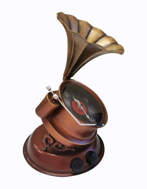 Load image into Gallery viewer, Table clock - Phonograph Table Clock by Peterson Housewares &amp; Artwares

