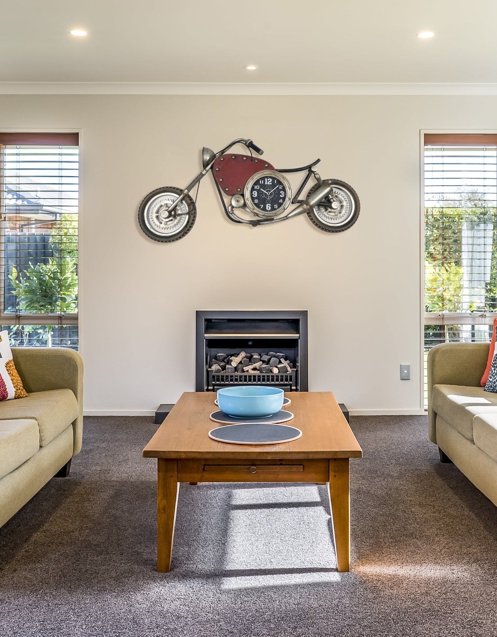 Wall clock - Vintage Motorcycle Wall Clock by Peterson Housewares & Artwares