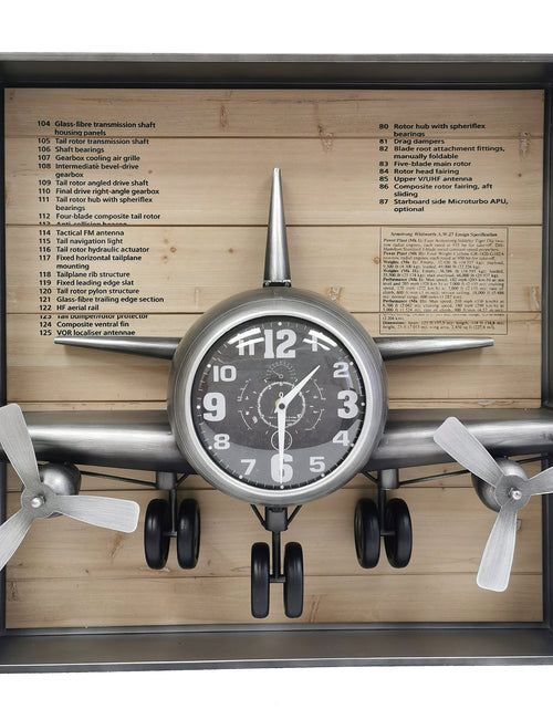 Load image into Gallery viewer, Metallic Vintage Airplane Wall Art with Clock, Set of 3 by Peterson Housewares &amp; Artwares
