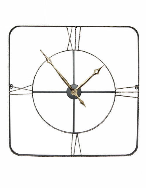 Load image into Gallery viewer, Wall clock - Square Wrought Iran antique wall clock by Peterson Housewares &amp; Artwares
