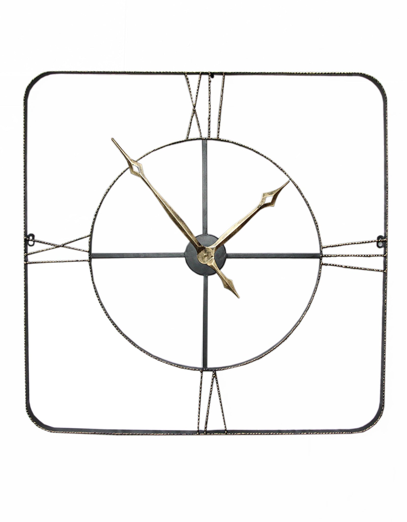 Wall clock - Square Wrought Iran antique wall clock by Peterson Housewares & Artwares