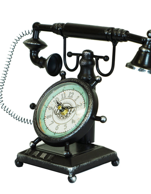 Load image into Gallery viewer, Table clock - Distressed Bronze Vintage Telephone Table Clock by Peterson Housewares &amp; Artwares

