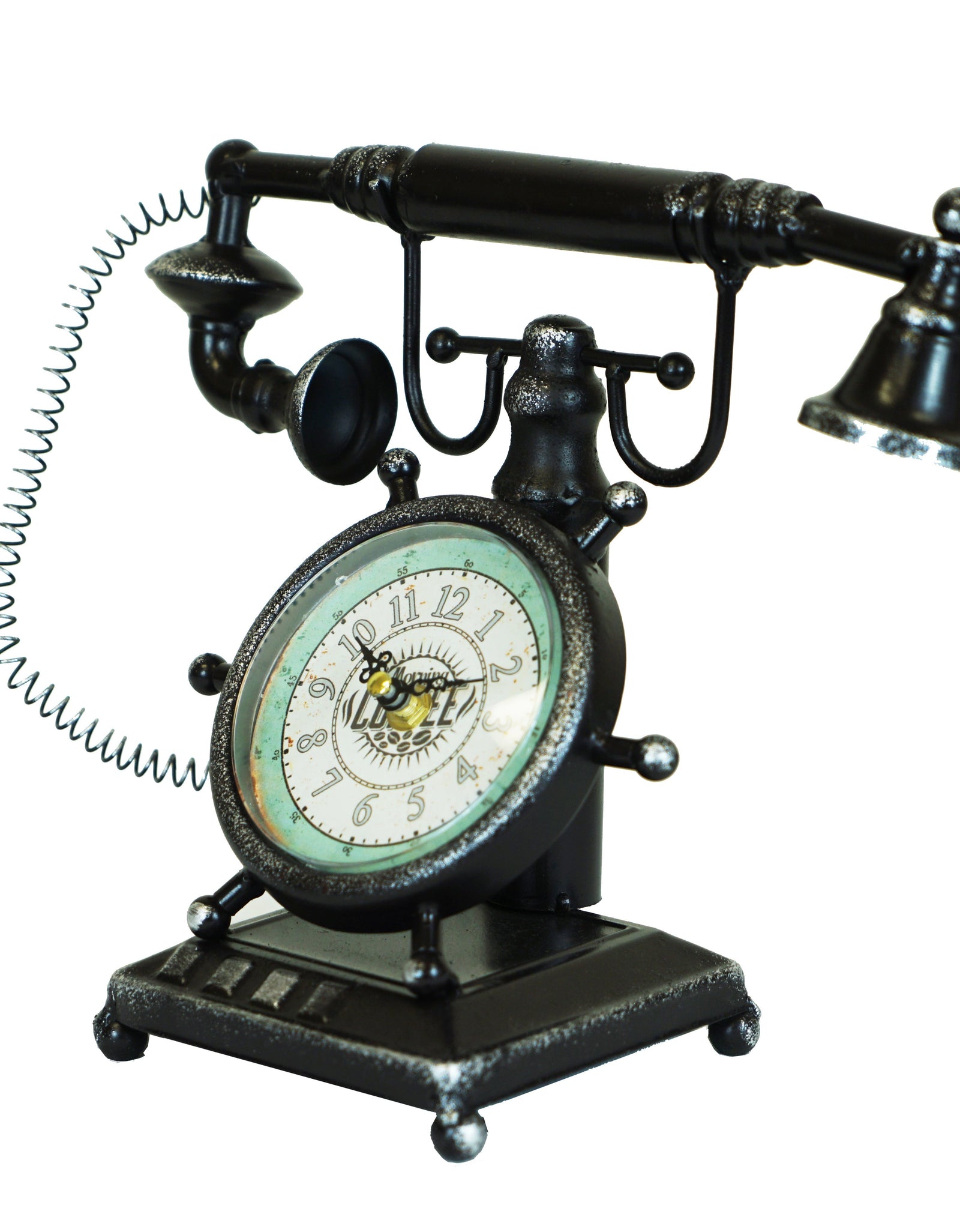 Table clock - Distressed Bronze Vintage Telephone Table Clock by Peterson Housewares & Artwares