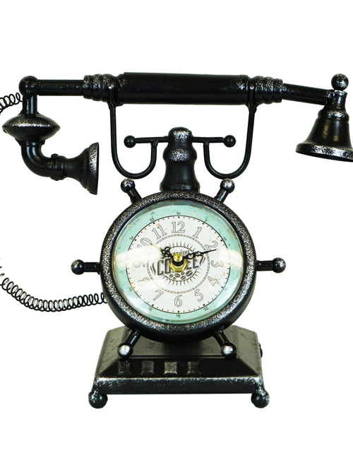 Load image into Gallery viewer, Table clock - Distressed Bronze Vintage Telephone Table Clock by Peterson Housewares &amp; Artwares
