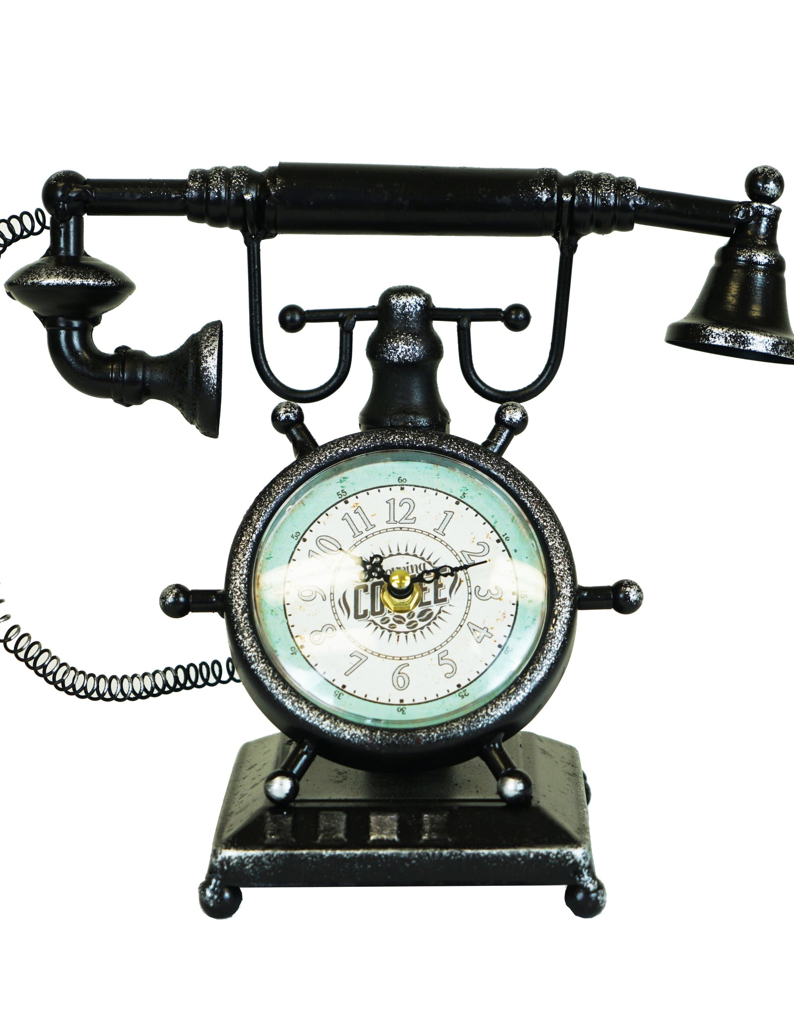 Table clock - Distressed Bronze Vintage Telephone Table Clock by Peterson Housewares & Artwares
