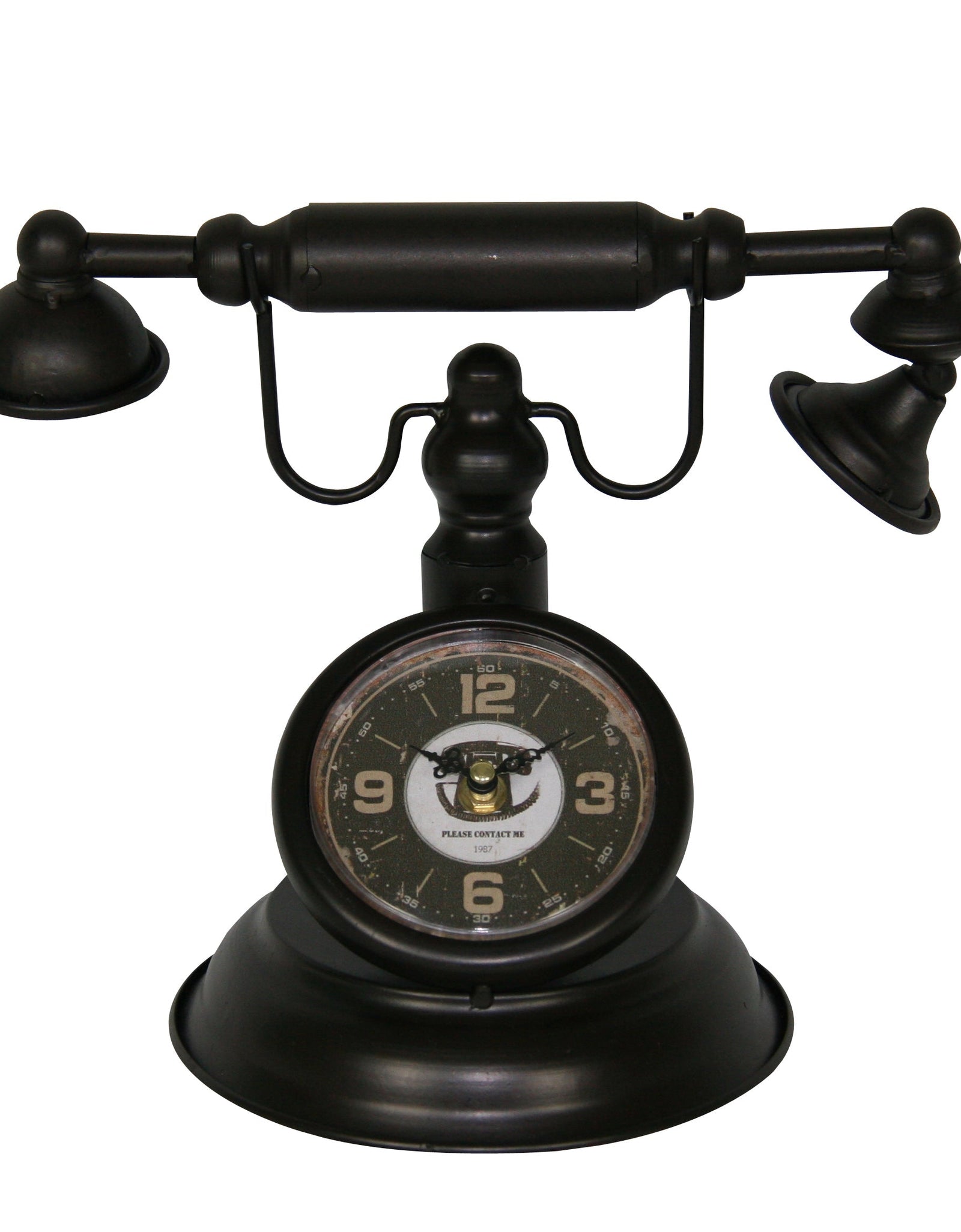 Distressed Bronze Vintage Telephone Table Clock by Peterson Housewares & Artwares