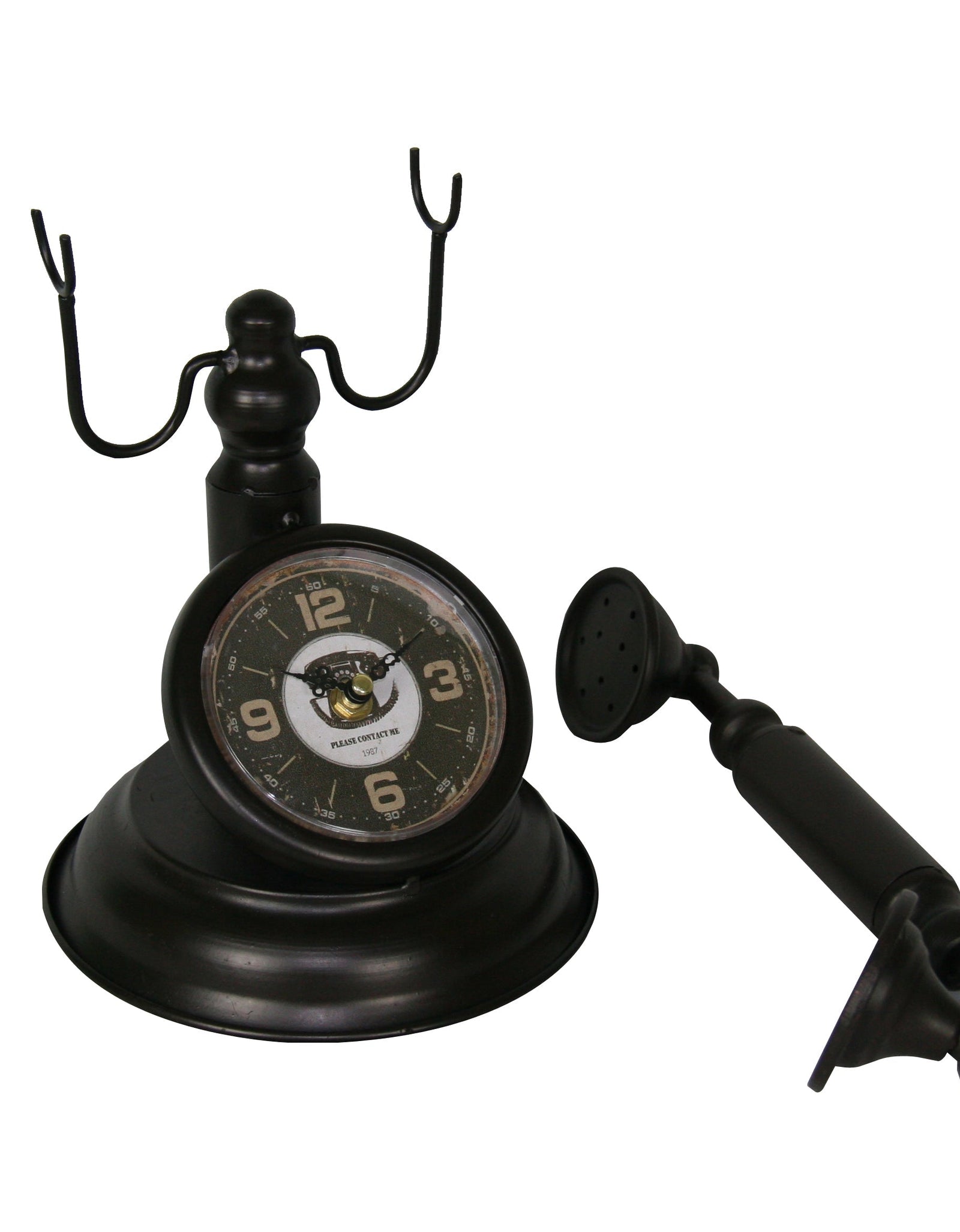 Distressed Bronze Vintage Telephone Table Clock by Peterson Housewares & Artwares