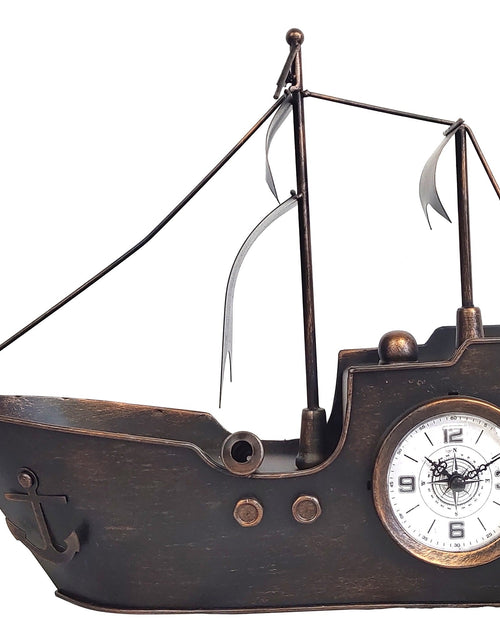 Load image into Gallery viewer, Sailing Ship Metal Table Clock by Peterson Housewares &amp; Artwares
